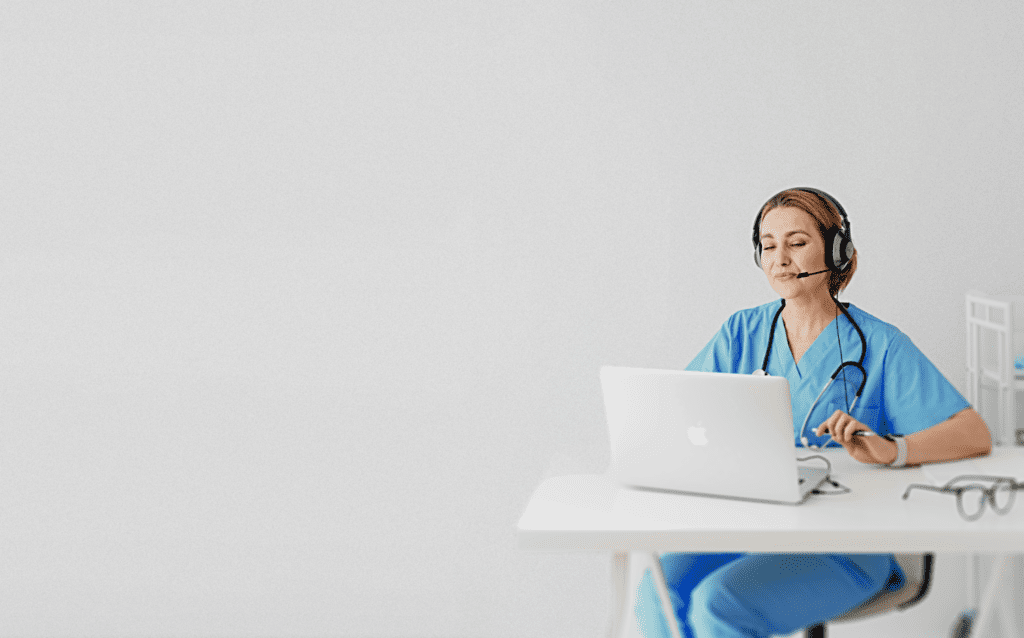 Practitioner speaking with patient on telehealth call