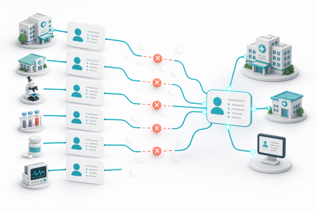 Disconnected digital health systems preventing patient records from moving between Canadian care settings.